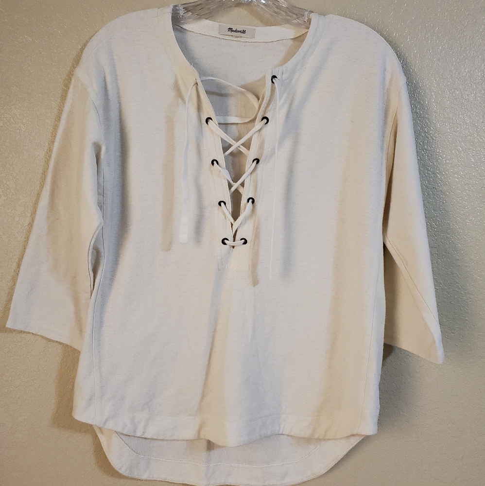 Madewell 3/4 length sleeve cream sweater
